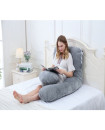 Full Body Pregnancy Pillow Velvet Cover Grey U Shape Maternity Support for Back Hips Legs Belly for Pregnant Women